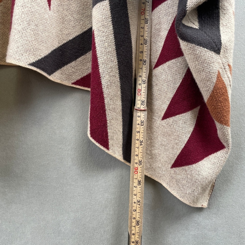 Billabong Womens Southwestern Geometric Hooded Poncho Wrap Sweater Burgundy L - Picture 8 of 9